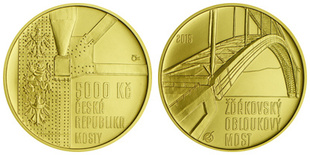 Zlatá mince Žďákovský obloukový most - špičková kvalita